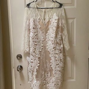 Used once white/nude midi dress